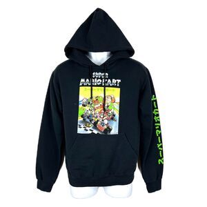 Super Mario Sweater Men Small Black Pullover Hoodie Kart Nintendo Luigi Casual
